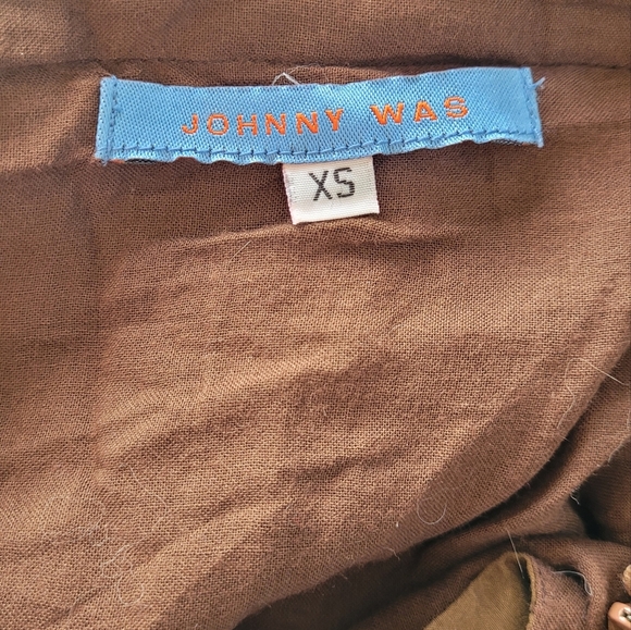 JOHNNY WAS Brown Red Embroidered Cotton Silk Side Zip Skirt Womens Sz XS - Picture 3 of 3